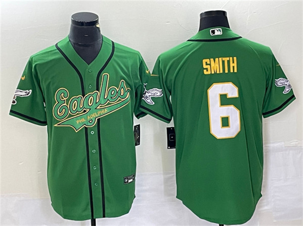 Philadelphia Eagles #6 DeVonta Smith Green Gold Cool Base Stitched Jersey - Zenithce