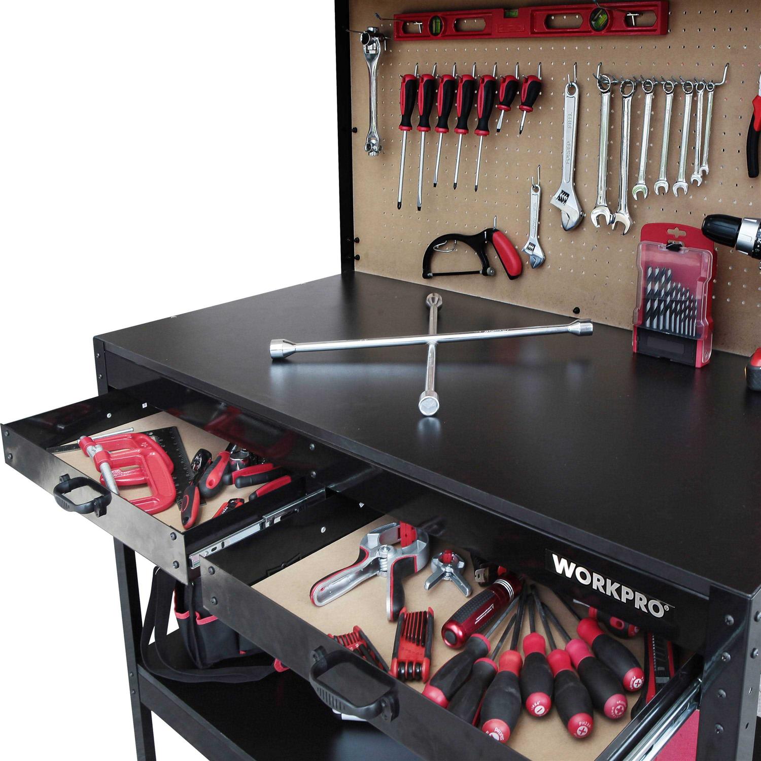 Workpro Miter Saw Stand 5-in-1 Portable Workbench Quick Folding Work Table with Detachable Miter Saw Stand & Height Adjustable Legs - Zenithce