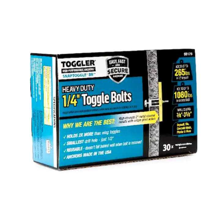 Toggler AF6 1/4 Flanged Solid-Wall Anchors 100 Pcs - Zenithce