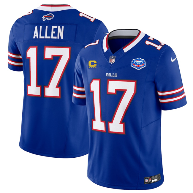 Buffalo Bills #17 Josh Allen Blue 2025 F.U.S.E. With Farewell Patch And 4-Star C Patch Vapor Untouchable Limited Stitched Jersey - Zenithce
