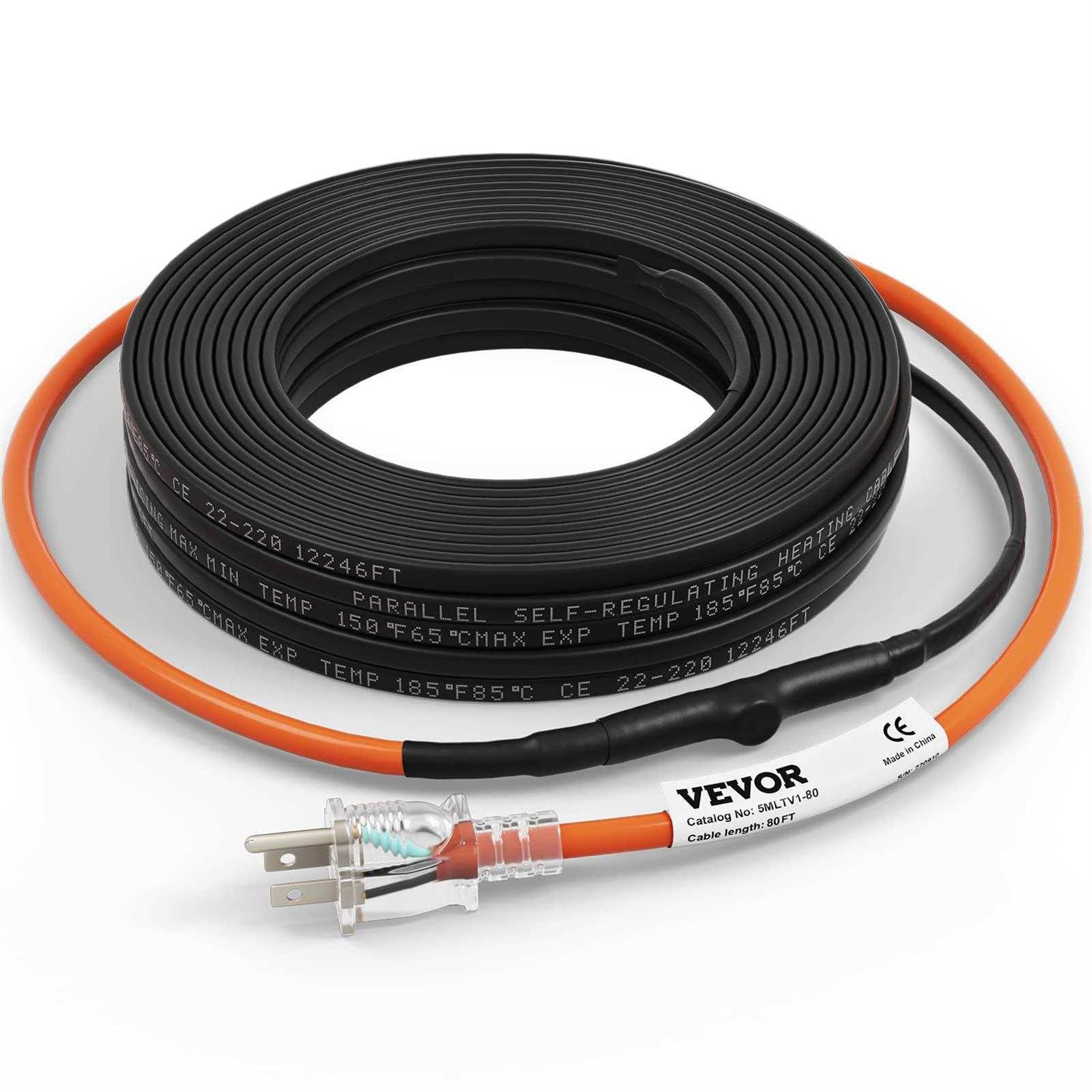 VEVOR Self-Regulating Pipe Heating Cable 5W/ft Heat Tape for Pipes Freeze Protection, Protects PVC Hose, Metal and Plastic Pipe from - Zenithce