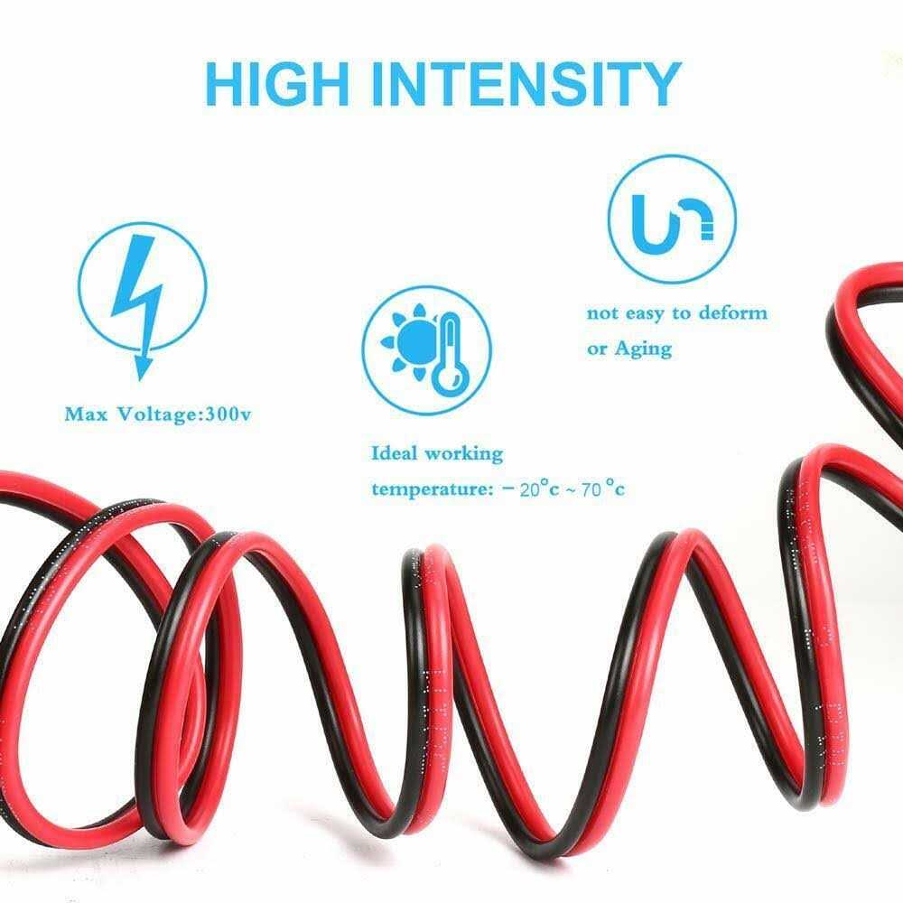 Tyumen 100ft Gauge 2pin 2 Color Red Black Cable Hookup Electrical Wire LED Strips Extension Wire 12v/24v DC Cable - Zenithce