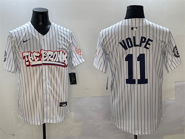 New York Yankees #11 Anthony Volpe White Bronx Graffiti Vapor Limited Stitched Jersey - Zenithce