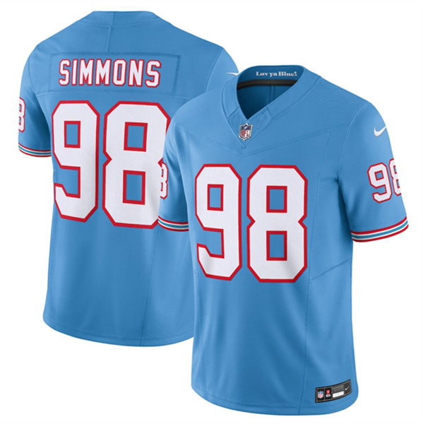 Tennessee Titans #98 Jeffery Simmons Light Blue 2023 F.U.S.E. Vapor Limited Throwback Stitched Jersey - Zenithce