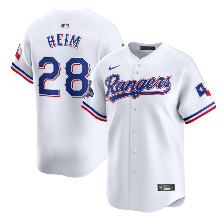 Texas Rangers #28 Jonah Heim White 2023 World Series Champions Stitched Jersey - Zenithce