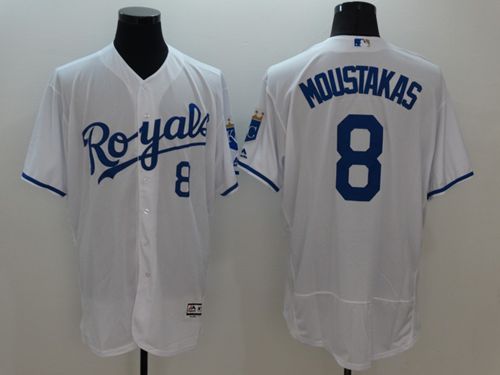 Royals #8 Mike Moustakas White Flexbase Authentic Collection Stitched Jersey - Zenithce