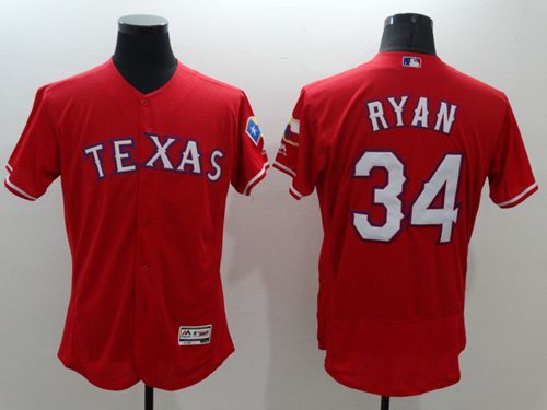 Rangers #34 Nolan Ryan Red Flexbase Authentic Collection Stitched Jersey - Zenithce