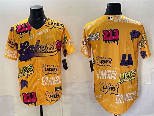 Los Angeles Lakers Blank Yellow Limited Stitched Baseball Jersey - Zenithce