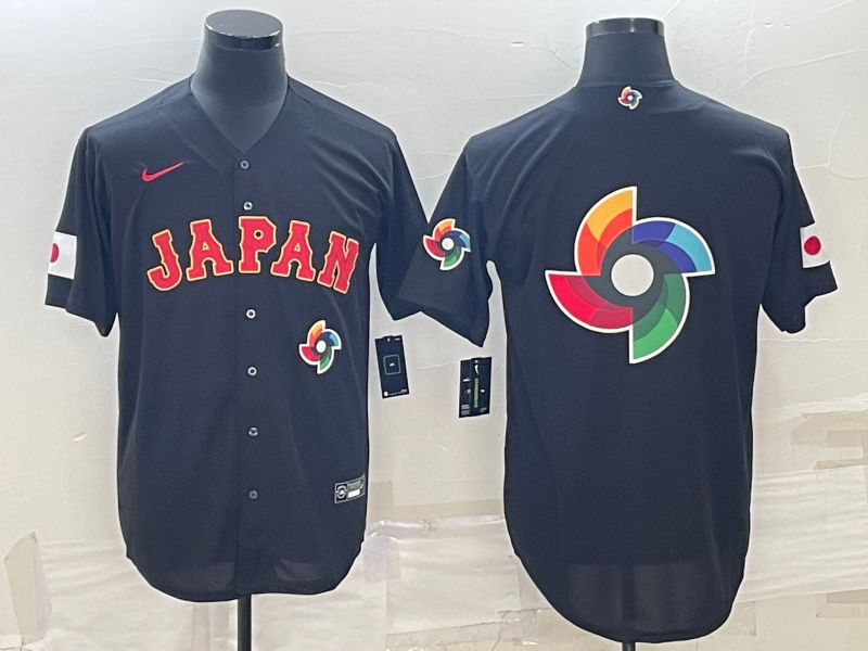 Japan 2023 Black World Big Logo With Patch Classic Stitched Jersey - Zenithce