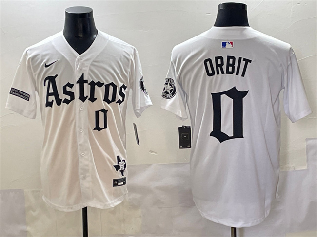 Houston Astros #0 Orbit White Gothic 'Houston Born Barrio Raised' Limited Stitched Jersey - Zenithce