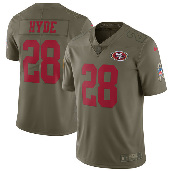 San Francisco 49ers #28 Carlos Hyde Olive Salute To Service Limited Stitched Nike Jersey - Zenithce