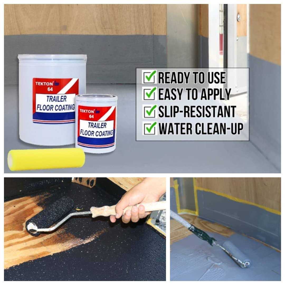Tekton 64 Trailer Floor Coating Grey Plus 1 Bonus Foam Cover - Zenithce