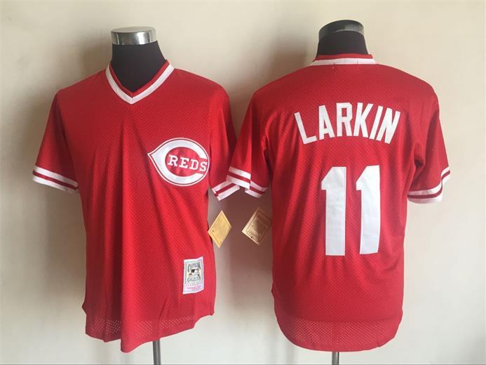 Cincinnati Reds #11 Barry Larkin Mitchell And Ness Red Throwback Stitched Jersey - Zenithce