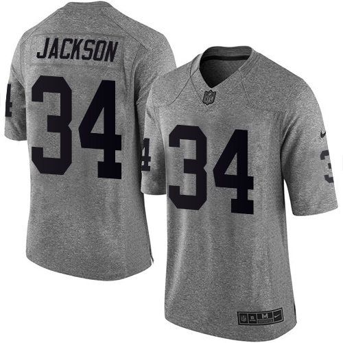 Raiders #34 Bo Jackson Gray Stitched Limited Gridiron Gray Nike Jersey - Zenithce