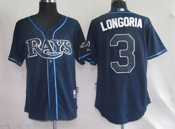 Rays #3 Evan Longoria Gark Blue Stitched Jersey - Zenithce