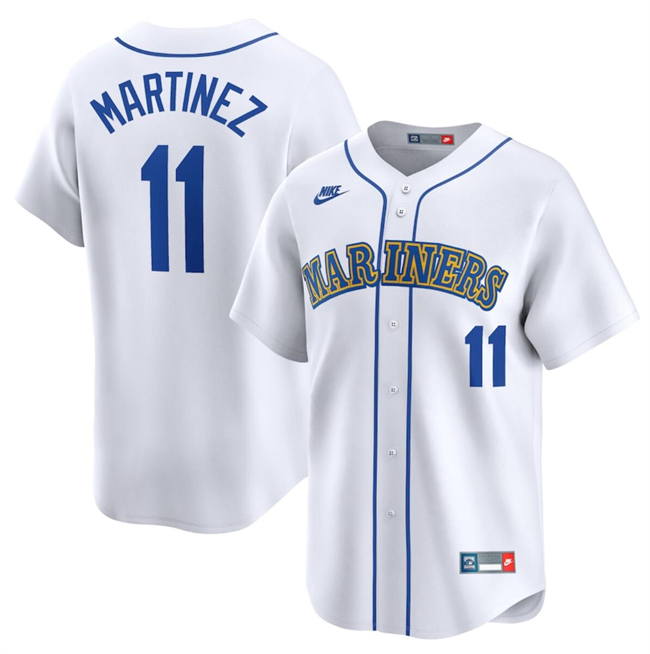 Seattle Mariners #11 Edgar Martinez White Throwback Cooperstown Limited Stitched Jersey - Zenithce