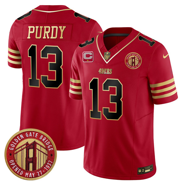 San Francisco 49ers #13 Brock Purdy Red F.U.S.E. Golden Gate Bridge With 1-Star C Patch Balck Scarlet Vapor Limited Stitched Jersey - Zenithce
