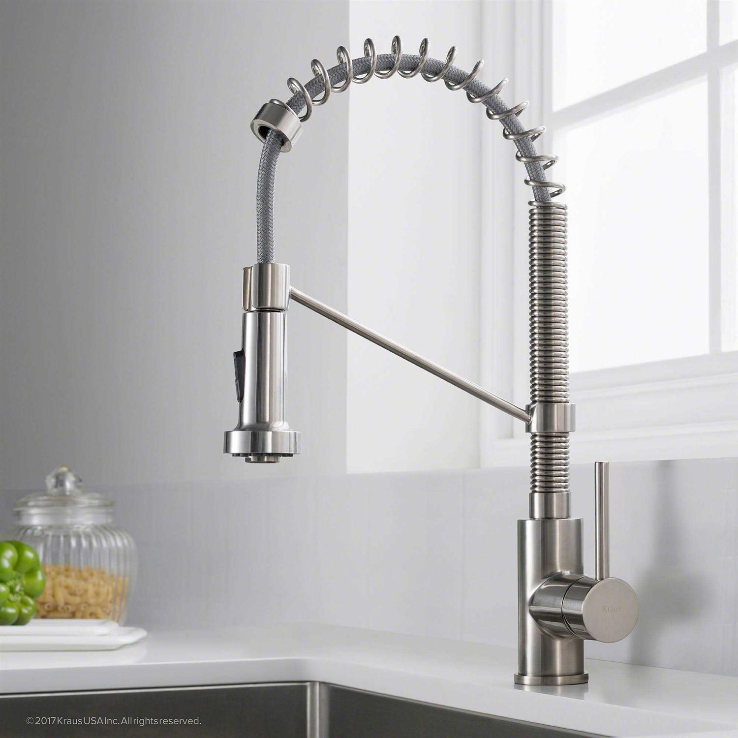 Kraus Bolden Single Handle 18-Inch Commercial Kitchen Faucet with Dual Function Pull-Down Sprayhead KPF-1610 - Zenithce