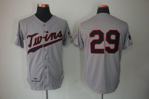 Mitchell And Ness 1969 Twins #29 Rod Carew Grey Throwback Stitched Jersey - Zenithce