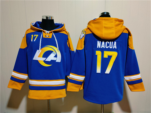 Los Angeles Rams #17 Puka Nacua Blue Ageless Must-Have Lace-Up Pullover Hoodie - Zenithce