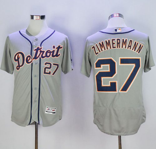 Tigers #27 Jordan Zimmermann Grey Flexbase Authentic Collection Stitched Jersey - Zenithce