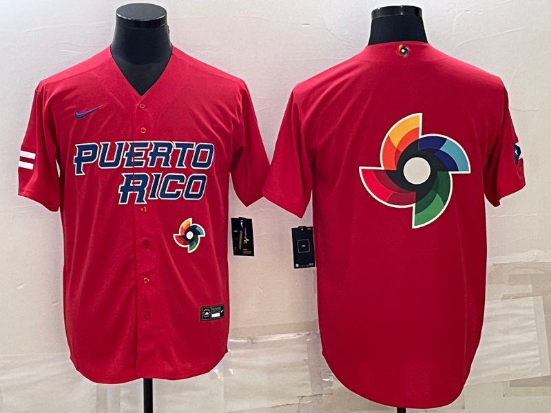 Puerto Rico 2023 Red World Big Logo Classic Stitched Jersey - Zenithce