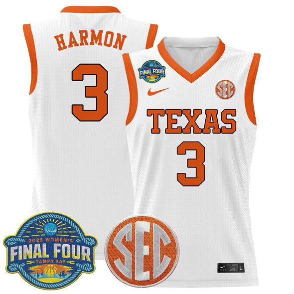 Texas Longhorns #3 Rori Harmon White 2025 Sec Women’s Final Four Patch Stitched Jersey - Zenithce