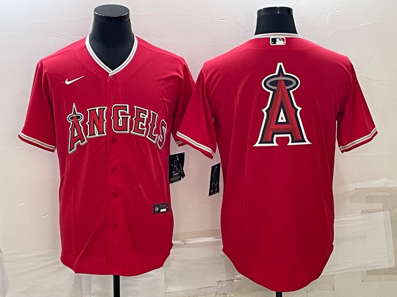 Los Angeles Angels Red Team Big Logo Cool Base Stitched Jersey - Zenithce