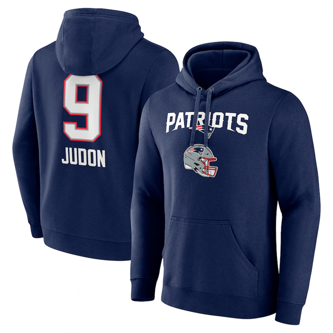 New England Patriots #9 Matthew Judon Navy Team Wordmark Player Name Number Pullover Hoodie - Zenithce
