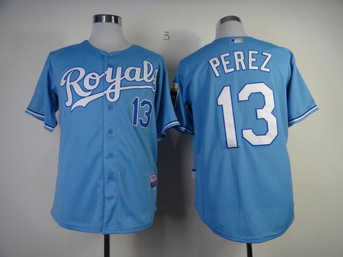 Royals #13 Salvador Perez Light Blue Cool Base Stitched Jersey - Zenithce
