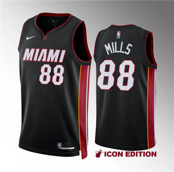Miami Heat #88 Patrick Mills Black Icon Edition Stitched Jersey - Zenithce
