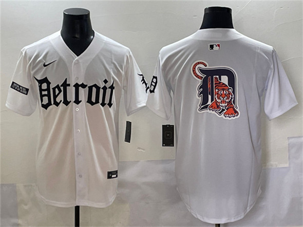 Detroit Tigers Team Big Logo White 'Motor Gothic Edition' Vapor Premier Limited Stitched Jersey - Zenithce