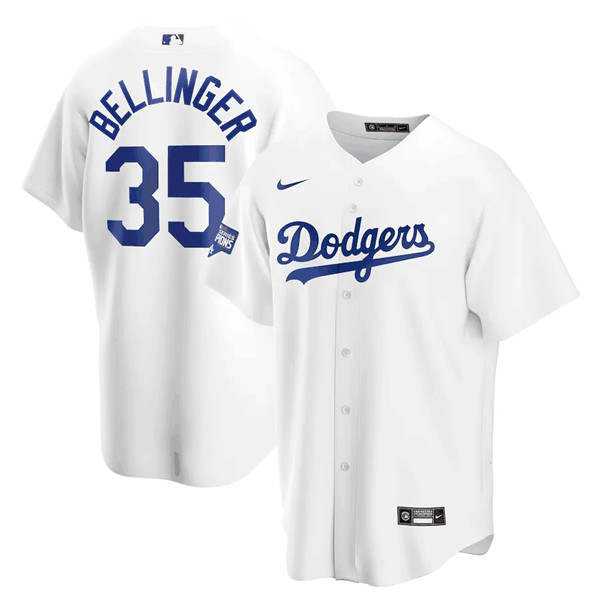 Los Angeles Dodgers #35 Cody Bellinger White 2020 World Series Champions Home Patch Cool Base Stitched Jersey - Zenithce