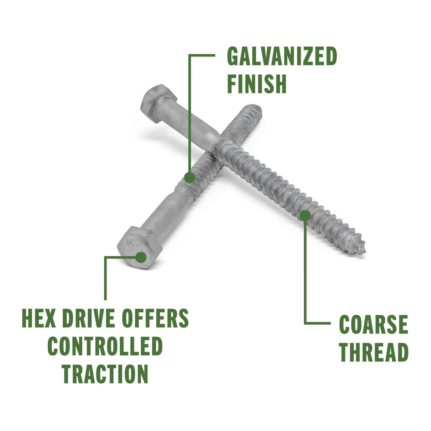 Hillman 1/2-in x Hot-Dipped Galvanized Hex-Head Exterior Lag Screws - Zenithce