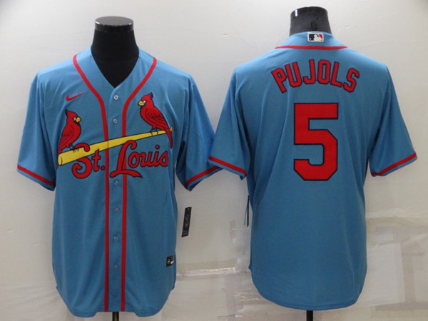 St. Louis Cardinals #5 Albert Pujols Blue Cool Base Stitched Jersey - Zenithce