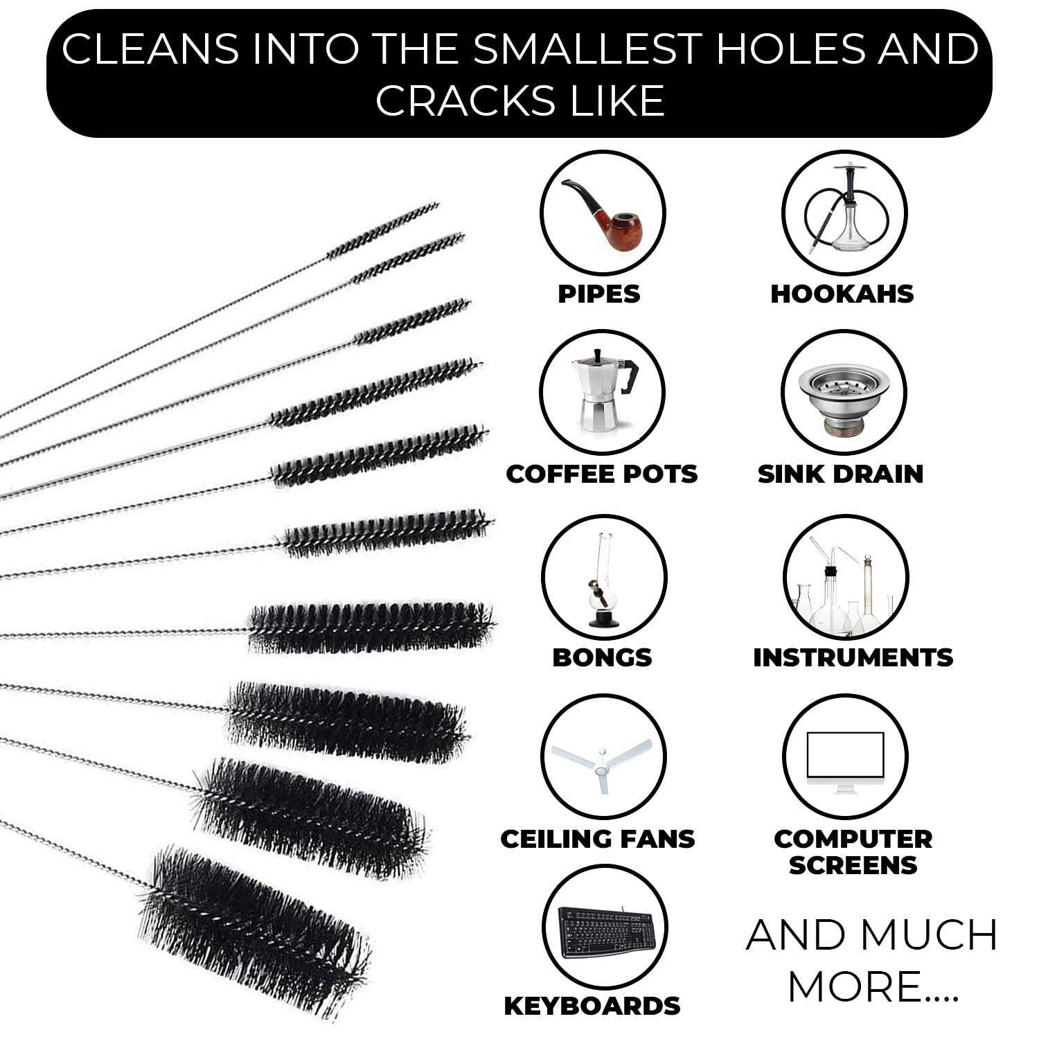 Professional Tube Cleaning Brush Set 5 Pc. Kit Long Deep Cleaning Brushes with Flexible Handles For Bottles - Zenithce