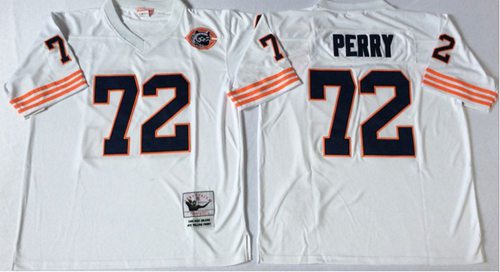 Mitchell Ness Bears #72 William Perry White Big No. Throwback Stitched Jersey - Zenithce