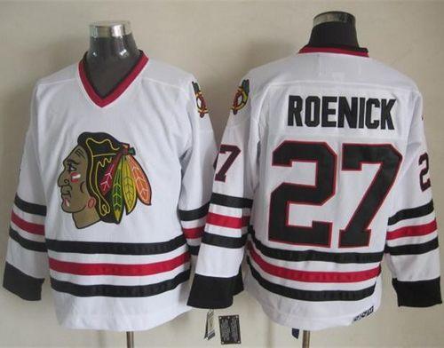 Blackhawks #27 Jeremy Roenick White CCM Throwback Stitched Jersey - Zenithce