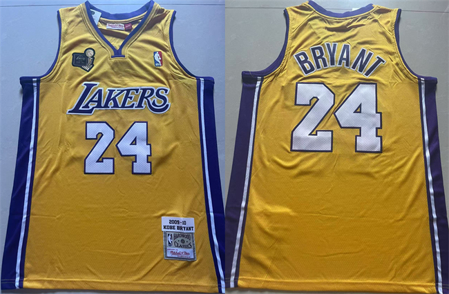 Los Angeles Lakers #24 Kobe Bryant Yellow 2009-10 Stitched Throwback Jersey - Zenithce