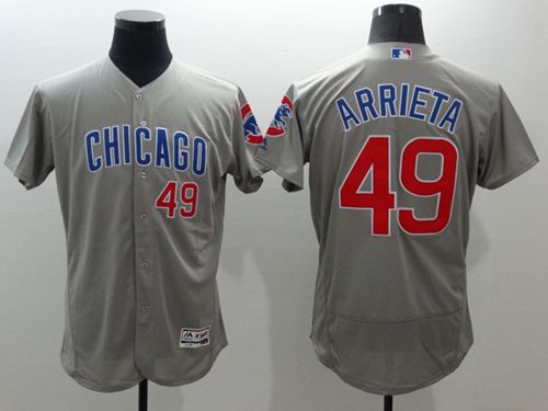 Cubs #49 Jake Arrieta Grey Flexbase Authentic Collection Road Stitched Jersey - Zenithce