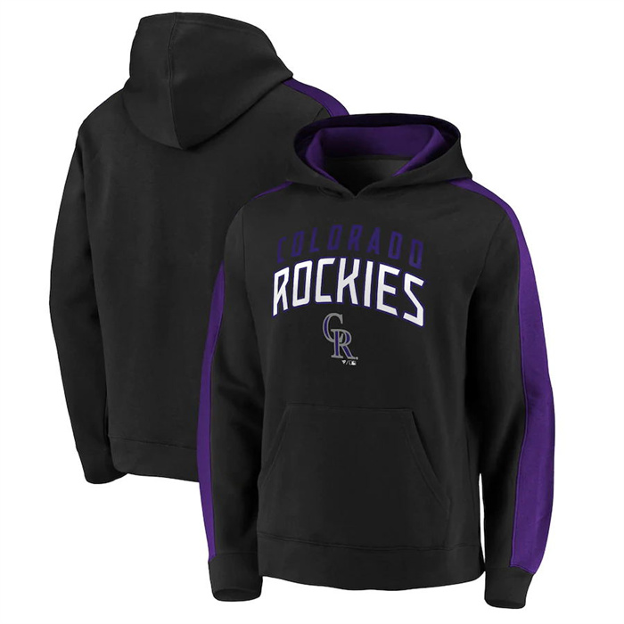 Colorado Rockies Black Game Time Arch Pullover Hoodie Pullover Hoodie - Zenithce