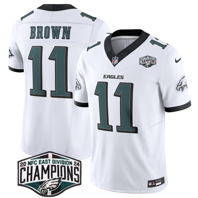 Philadelphia Eagles #11 A.J. Brown White 2024 New NFC East Champions F.U.S.E. Vapor Untouchable Limited Stitched Jersey - Zenithce