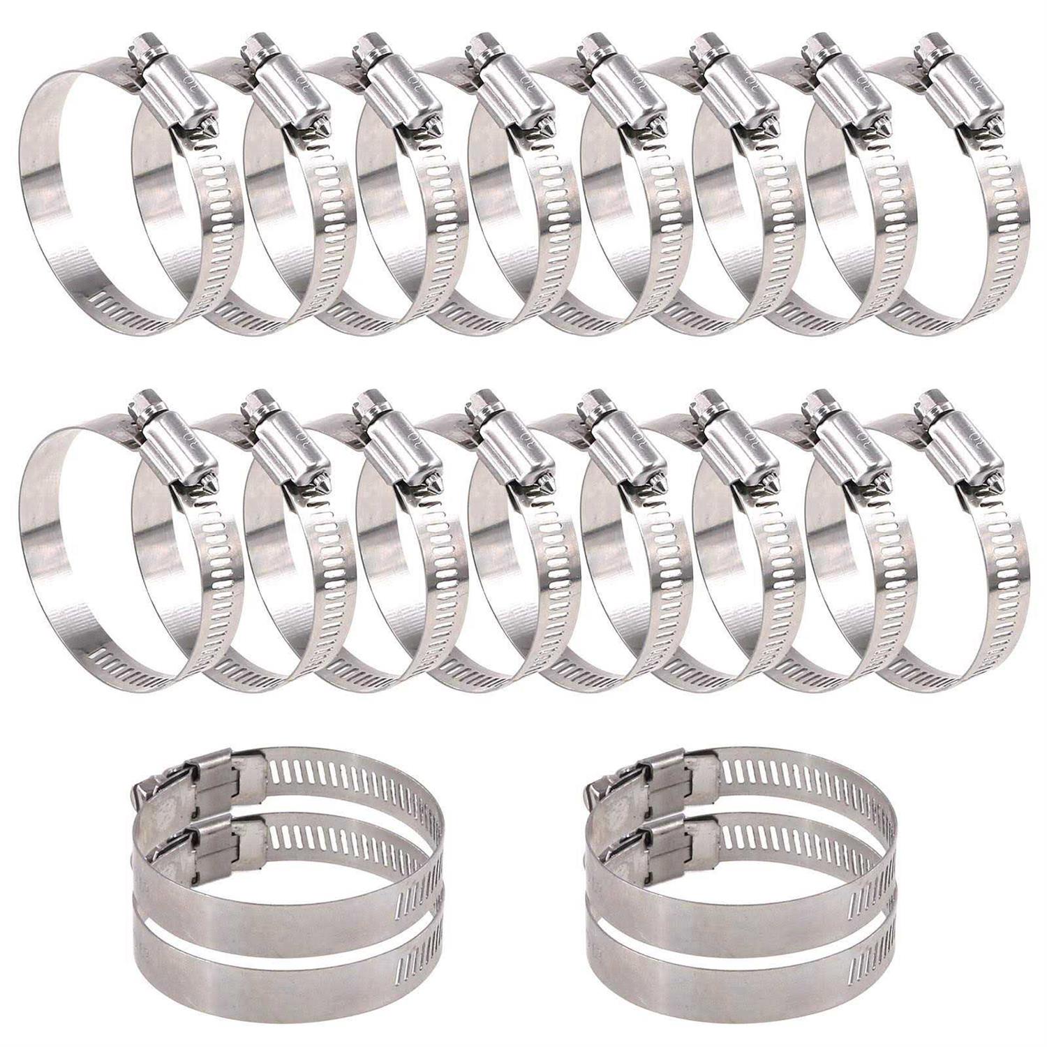 Glarks 20Pcs 304 Stainless Steel Adjustable Range Worm Gear Hose Clamps Assortment Kit - Zenithce