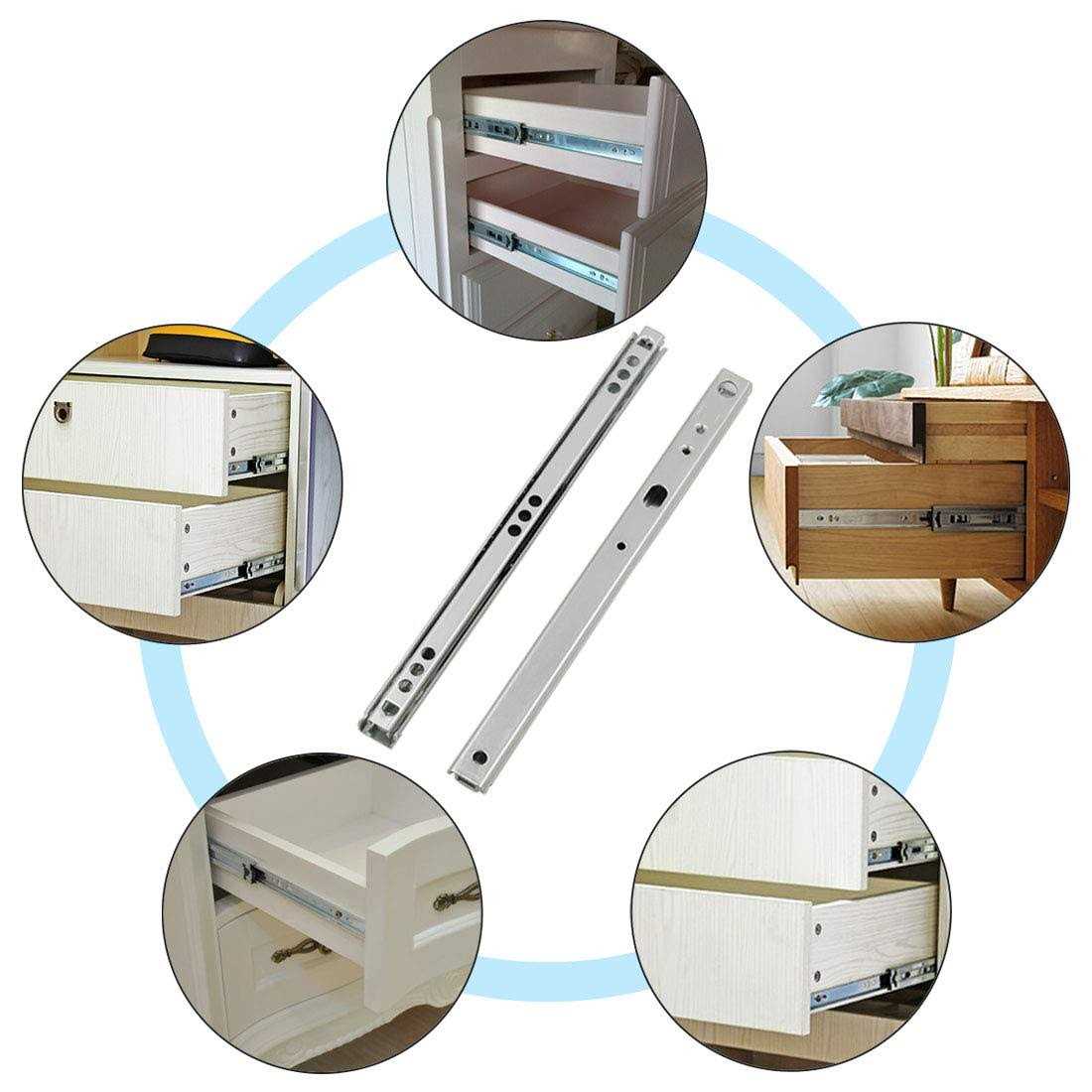 yoohey Metal Drawer Slides Ball Bearing Two Way Slide Track Rail 0.7 inch Wide - Zenithce
