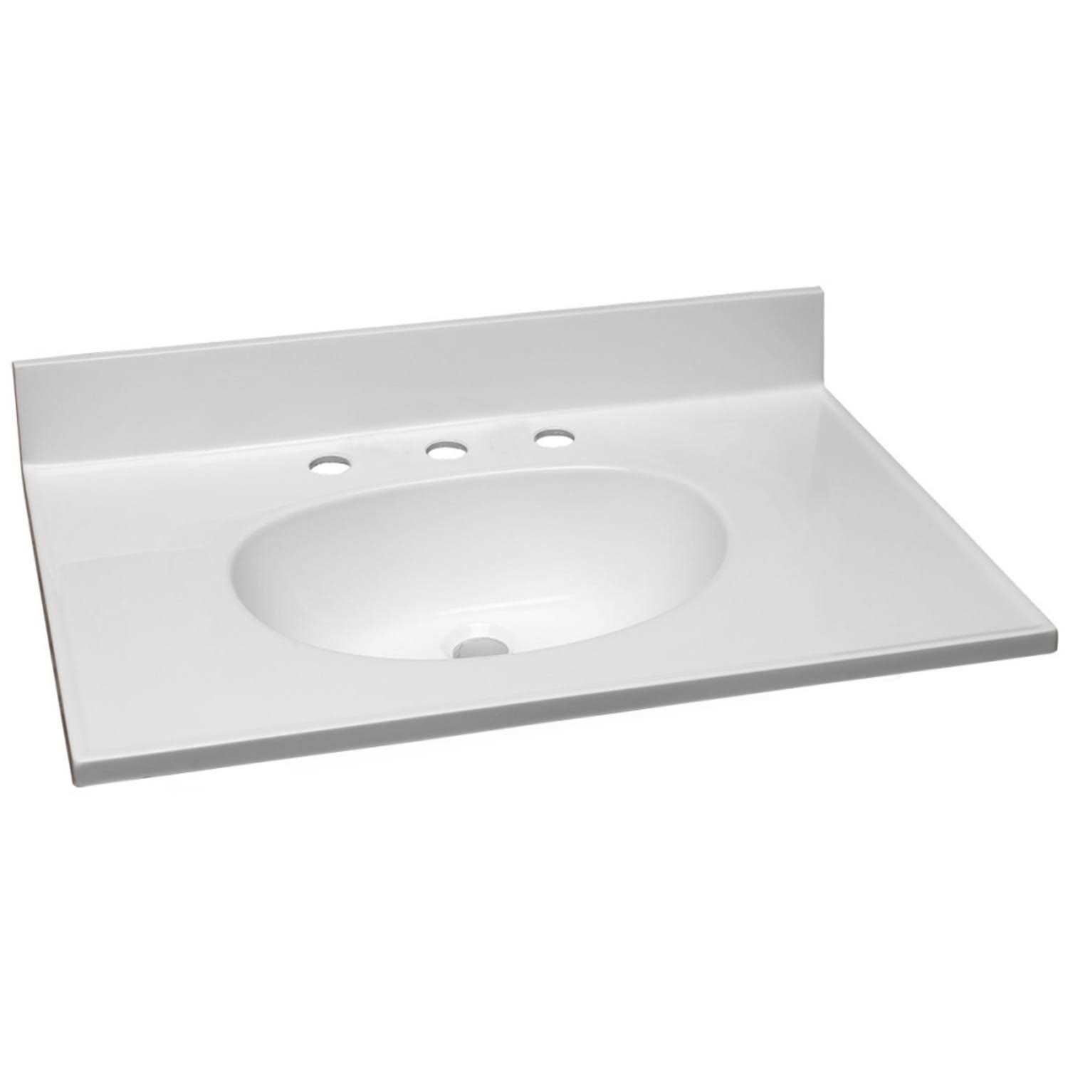 Design House Cultured Marble White Double Bowl Vanity Top - Zenithce
