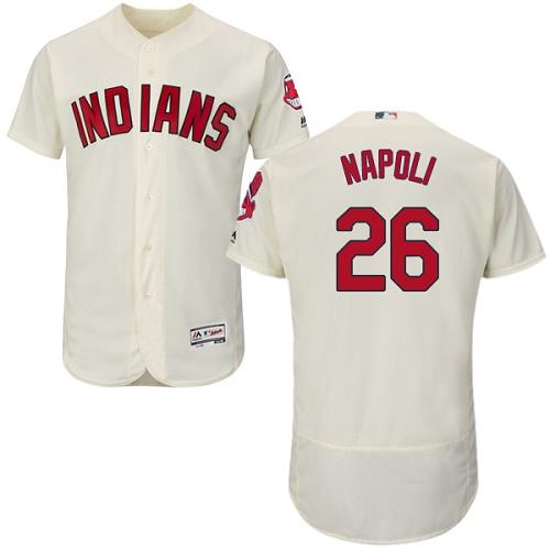 Indians #26 Mike Napoli Cream Flexbase Authentic Collection Stitched Jersey - Zenithce