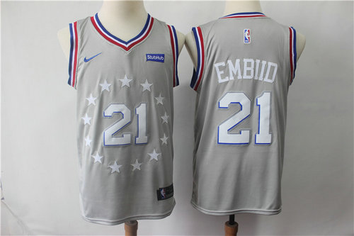 76ers #21 Joel Embiid 2018-19 City Edition Swingman Jersey - Zenithce