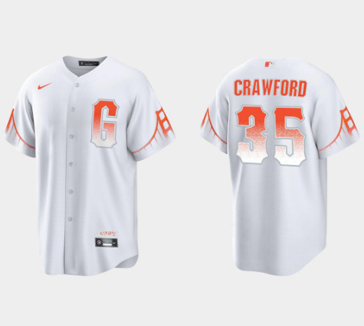 San Francisco Giants #35 Brandon Crawford White City Connect Cool Base Stitched Jersey - Zenithce