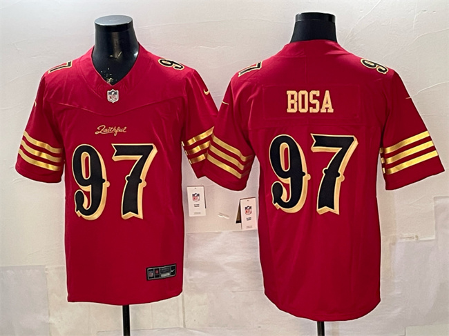 San Francisco 49ers #97 Nick Bosa Red Gold 2025 F.U.S.E. “Rivalries” Vapor Limited Stitched Jersey - Zenithce