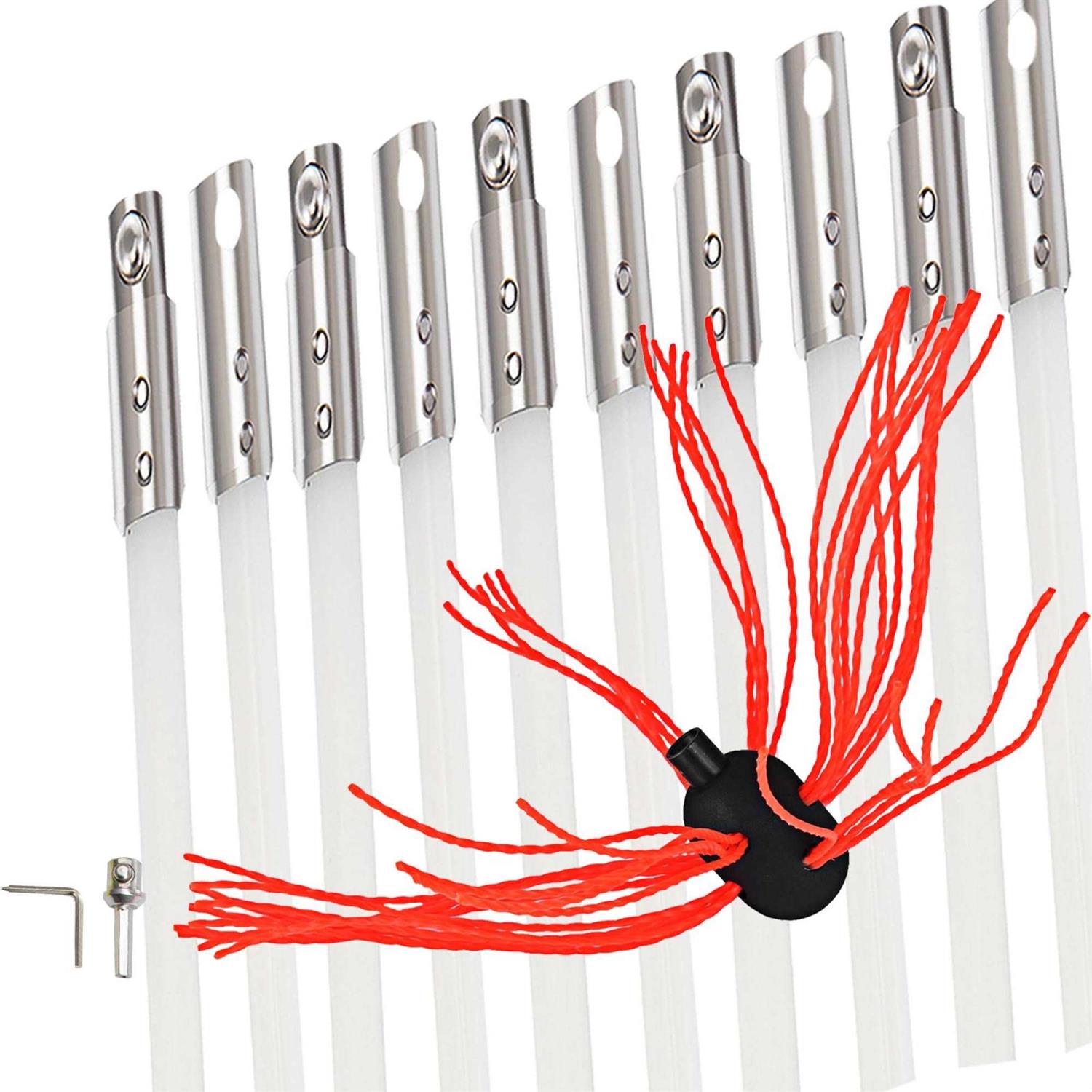 VEVOR Chimney Sweep Kit 30FT Length Chimney Brush Kit with 9 Nylon Flexible Rods - Zenithce